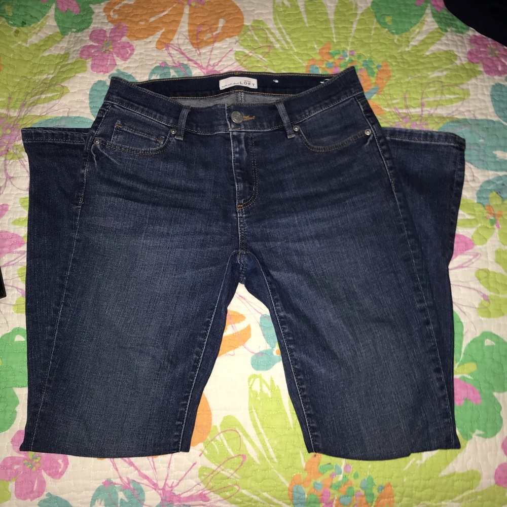 ANN TAYLOR LOFT DARK WASHED STRAIGHT JEANS